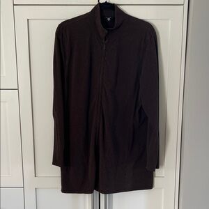 Eileen Fisher Dark Brown Lightweight FullZip Long Sweater